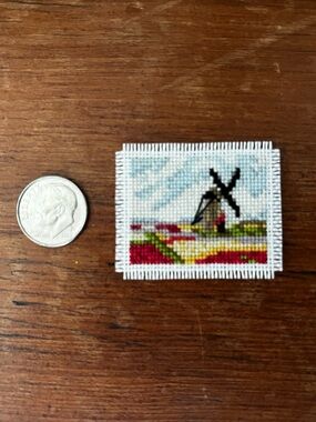 Monet’s “Tulip Fields With The Rijnsburg Windmill” Mini Cross Stitch Art